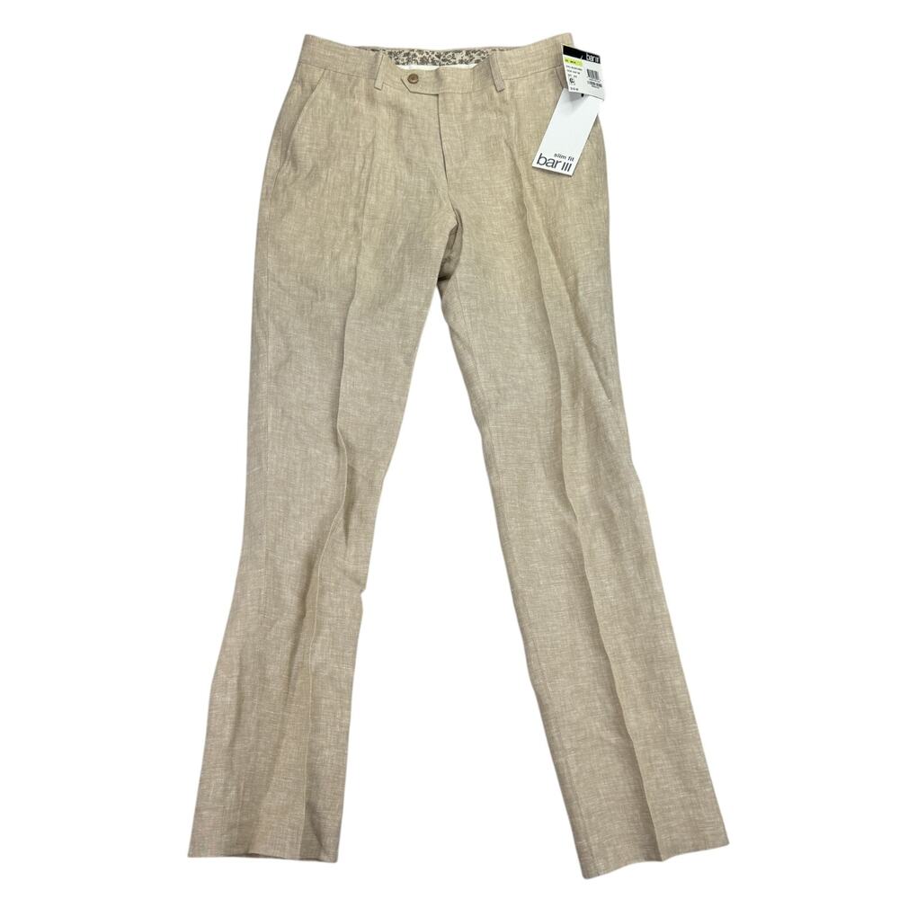 Bar III Men's Beige, Tan Linen Blend Dress Pants
